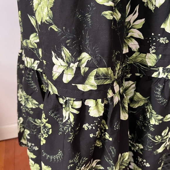 Anthropologie Floral Black and Green Women's Dress - Picture 4 of 5